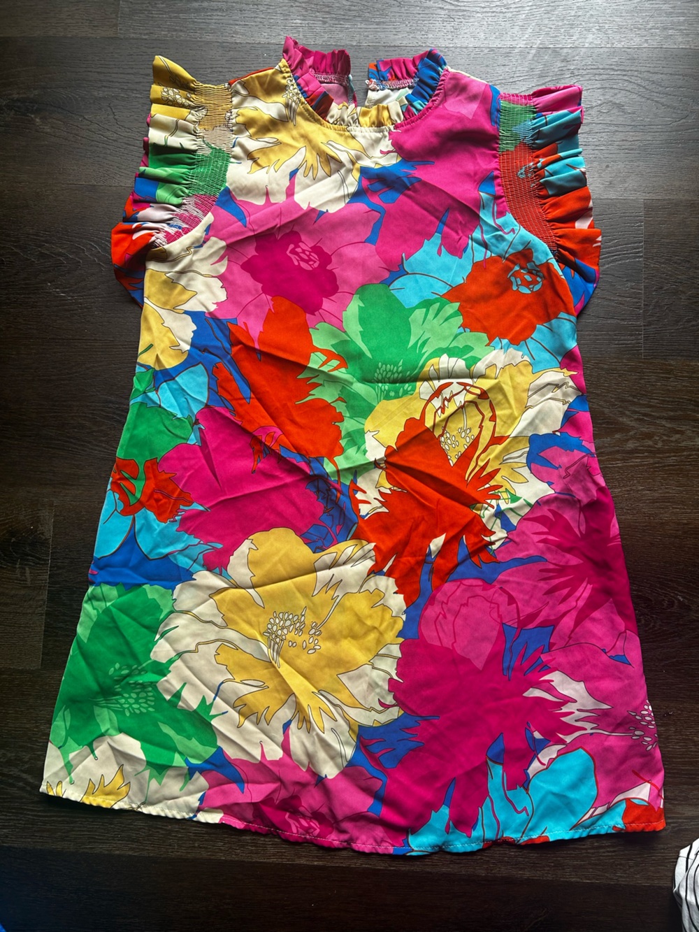 Othr Vibrant Multicolor Floral Mini Dress - Pink, Green, Yellow, Blue, Red